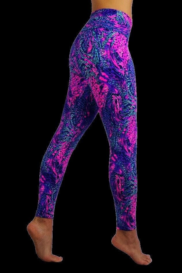 Glitter Print Sports Leggings, Fitness Tights, Pilates Leggings