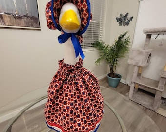 Porch Goose Patriotic Dress With Bonnet (United We Stand)