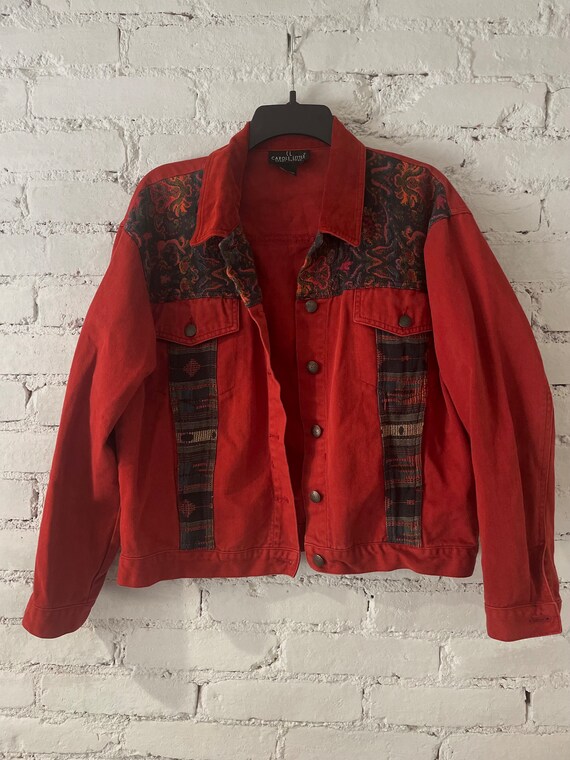 Carole Little Patchwork Denim Jacket - image 3