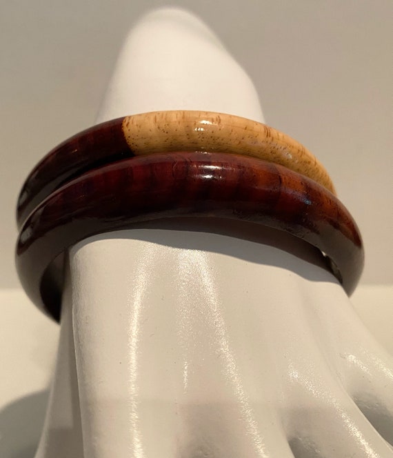 Vintage Natural Dark and Light Wood Bangles