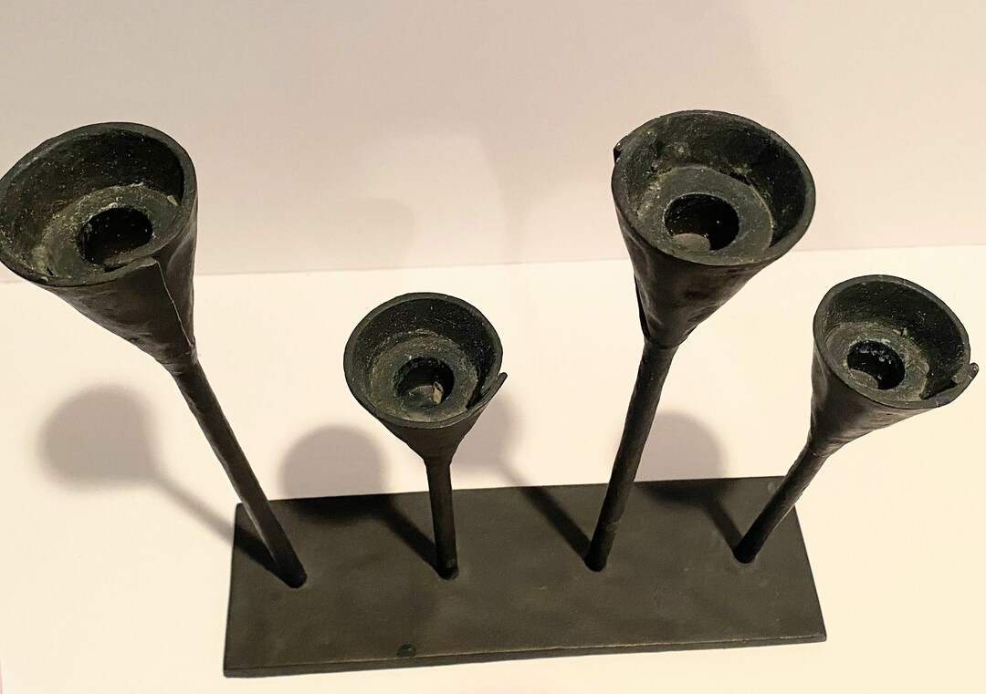 Pottery Barn Petaluma Brutalist Hammered Iron Multi Taper Candle Holder Etsy