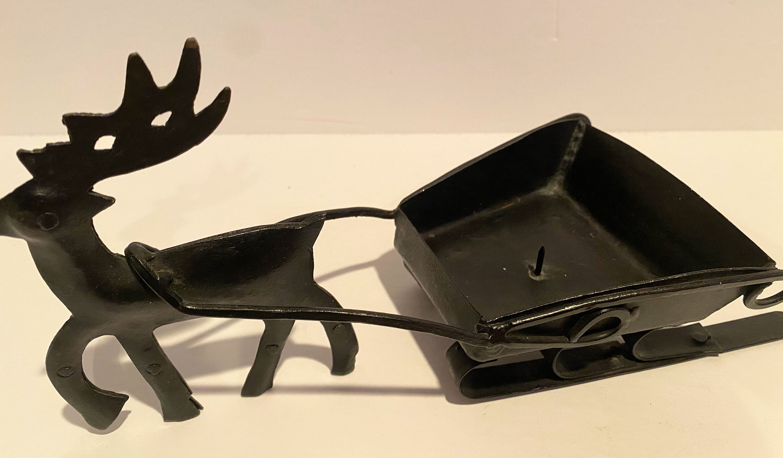 Black Metal Reindeer Pulling Sled Votive Candle Holder Etsy
