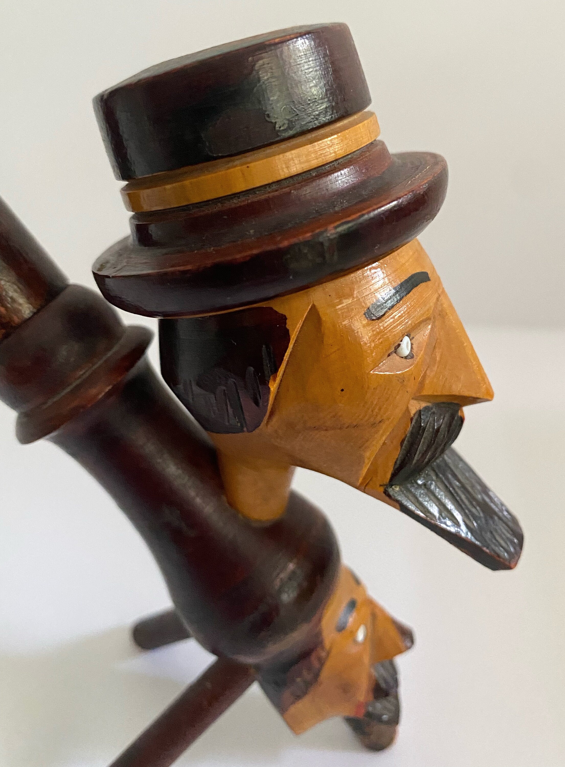 Vintage Wooden Folk Art Two Faces Smoking Pipe Italy Etsy