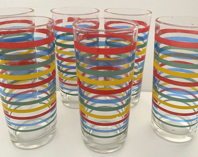 Vintage TGW Fiesta Drinking Glasses, Set of 6 Etsy