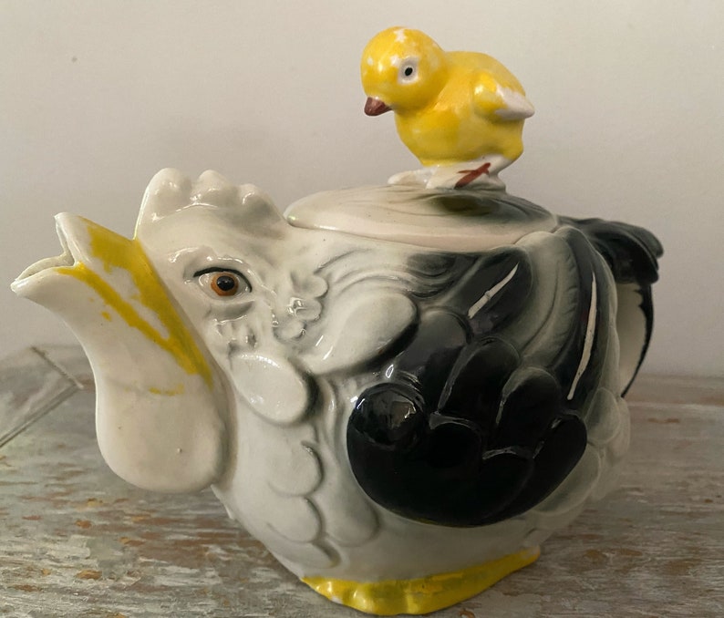 Vintage Rooster Teapot Set Etsy