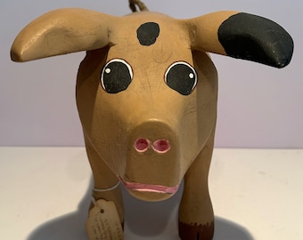 Rare!! Vintage Rory Alvarez Folk Art Cottonwood Pig Large Figure