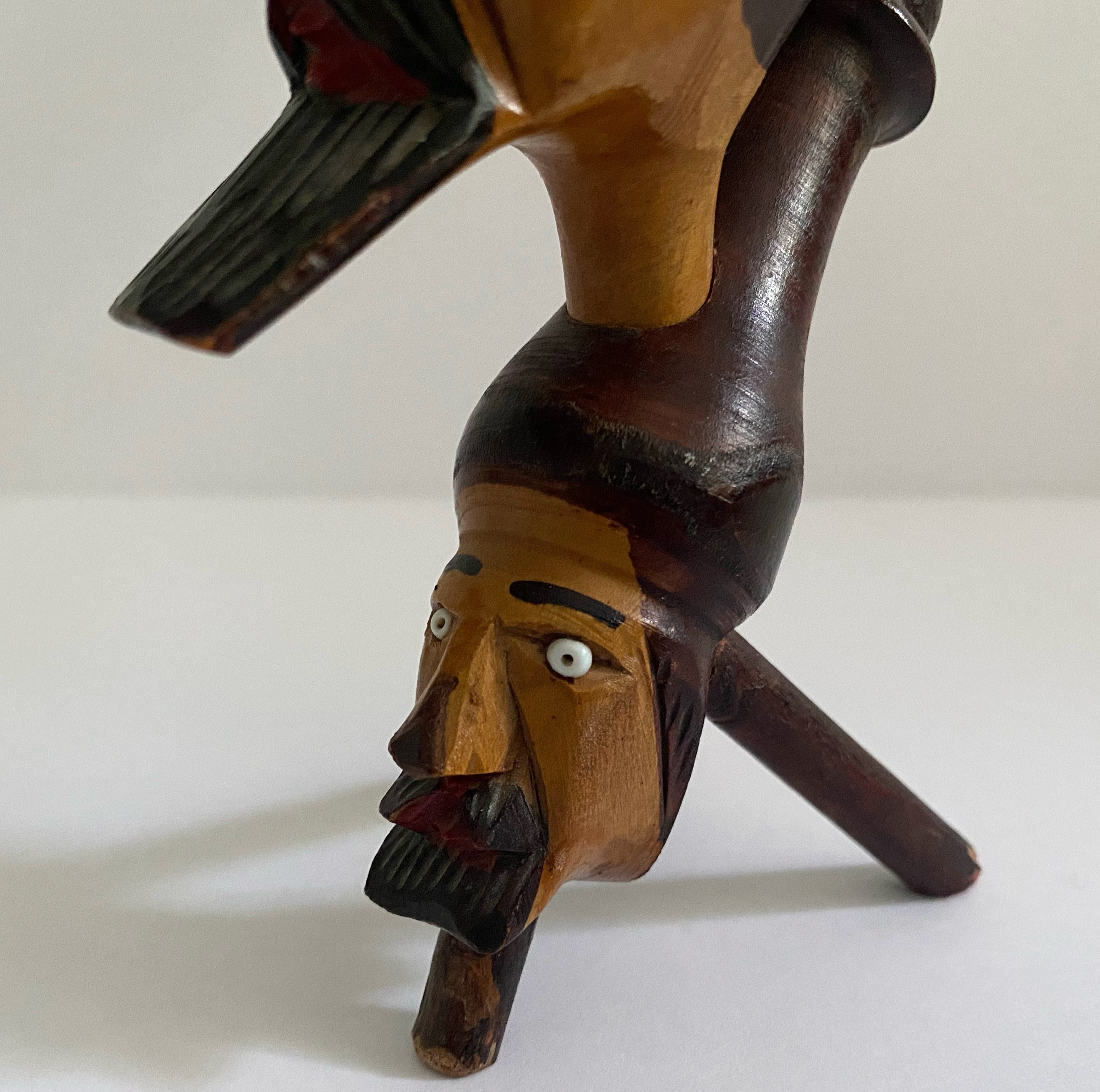 Vintage Wooden Folk Art Two Faces Smoking Pipe Italy Etsy