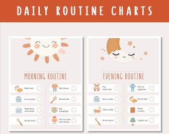 Kids Daily Routine Chart: Morning & Evening Checklist (Digital Download)