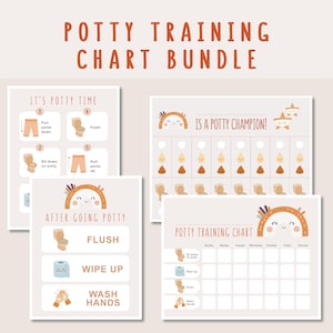 Potty Training Chart Bundle: Visual Aid, Bathroom Routine (Digital Download)