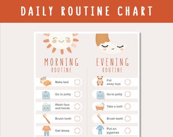 Kids Daily Routine Chart: Morning & Evening Checklist (Digital Download)