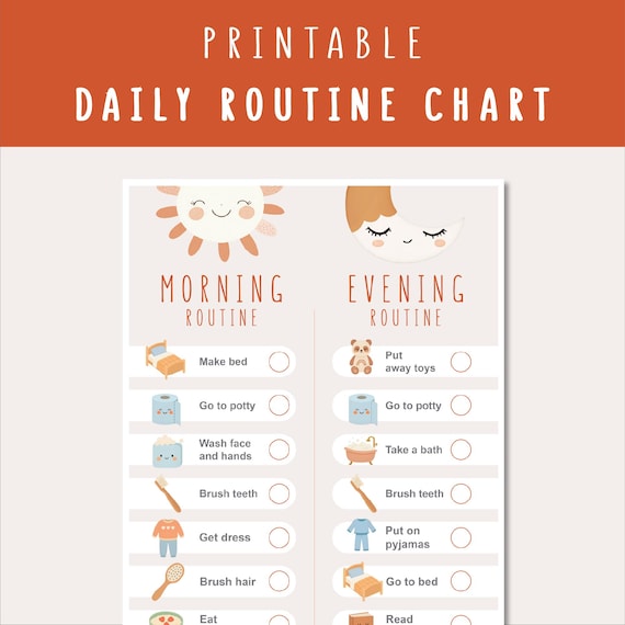 Kids Daily Routine Chart: Morning & Evening Checklist (Digital Download)