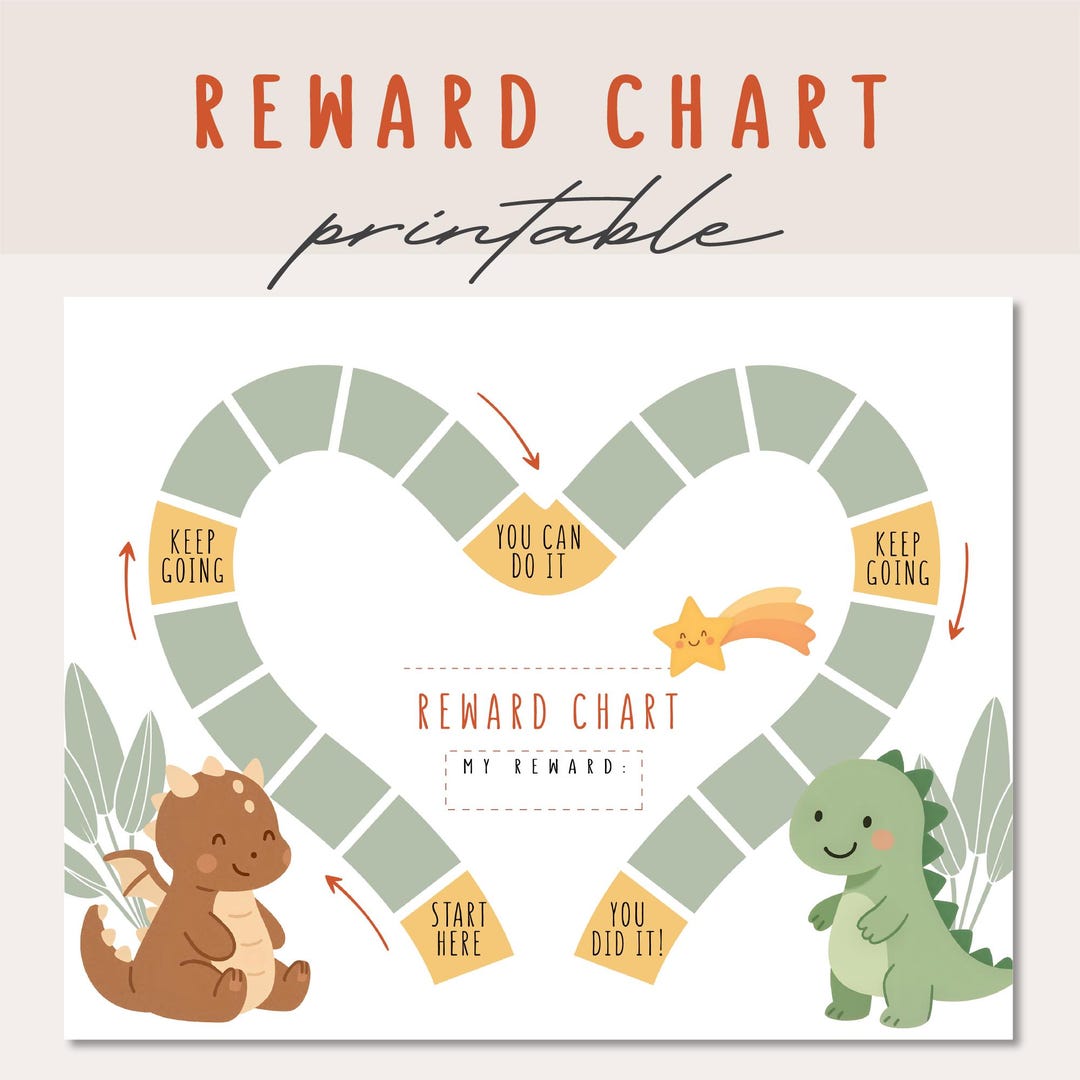 Dinosaur Reward Chart With Star Stickers: Potty Training (digital ...