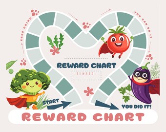 Superhero Vegetable Reward Chart: Kids' Behavior Training (Digital Download)