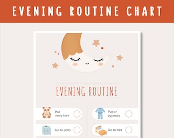 Kids Evening Routine Chart: Printable Checklist (Digital Download)