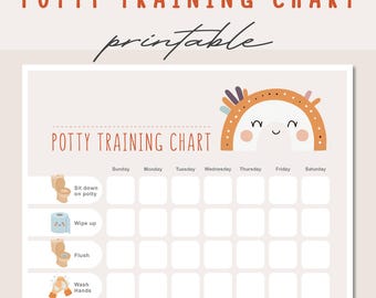 Potty Training Chart with Sticker Stars: Kids Bathroom Routine (Digital Download)
