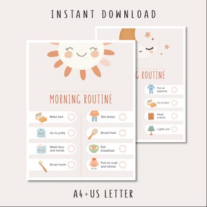 Kids Daily Routine Chart: Morning & Evening Checklist (digital Download ...