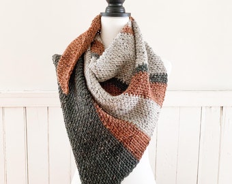 CROCHET PATTERN, Asymmetrical Scarf Pattern, Crochet Shawl, Beginner Friendly Pattern, Fall Shawl Pattern, Crochet Wrap, Triangle Scarf