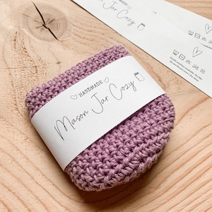 PRINTABLE Mason Jar Cozy Labels, Crochet Mason Jar Tags, PDF Download, Wrap Labels, Craft Fair Prep, Gift Wrapping, Handmade Packaging