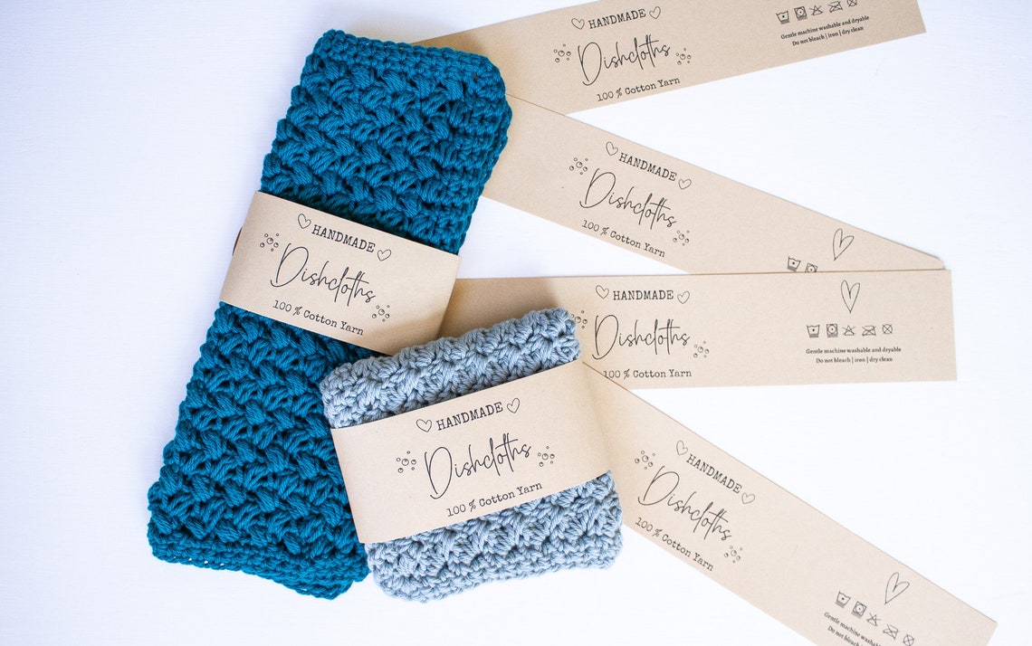 PRINTABLE Dishcloth Wrap Labels Crochet Knit Dishcloth Tags - Etsy