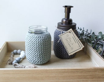 Crochet Pattern, Mason Jar Cozy, Crochet Mason Jar Cover, Crochet Mason Jar Sleeve, Cup Cozy Holder, Jar Cozy, Soap Dispenser Cozy