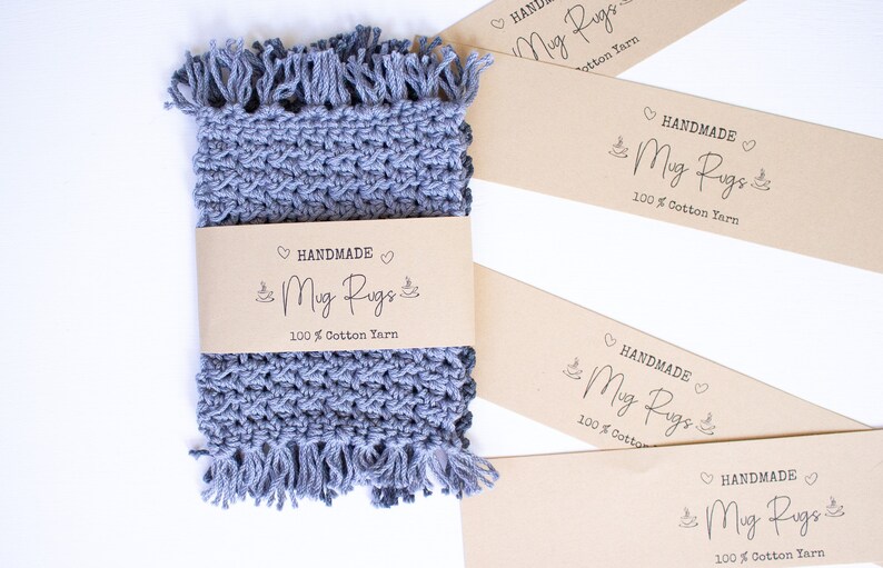 PRINTABLE Mug Rug Wrap Labels Crochet Knit Product Tags Etsy