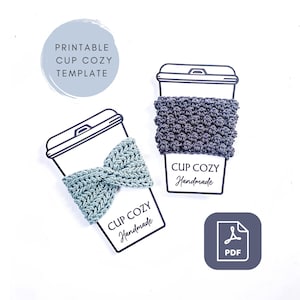PRINTABLE Cup Cozy Templates, Coffee Cozy Sleeve Display, Gift Wrapping, Craft Fair Packaging, PDF Download, Digital Download, DIY Packaging