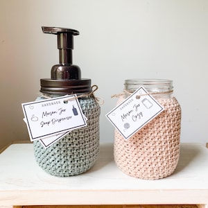 PRINTABLE Tags For Mason Jar Covers, Knit Mason Jar Cozy, Market Display, Mason Jar Soap Dispenser, Crochet Mason Jar Cozy, Market Tags
