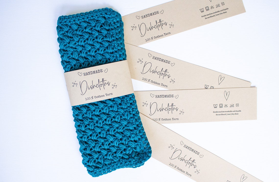 PRINTABLE Dishcloth Wrap Labels Crochet Knit Dishcloth Tags Etsy
