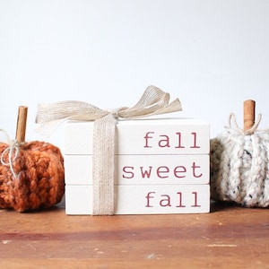 Fall Bookstack, Fall Decor, Mini Book Stack, Fall Sign, Wood Bookstack, Fall Tiered Tray, Fall Farmhouse, Neutral Fall Decor, Faux Bookstack
