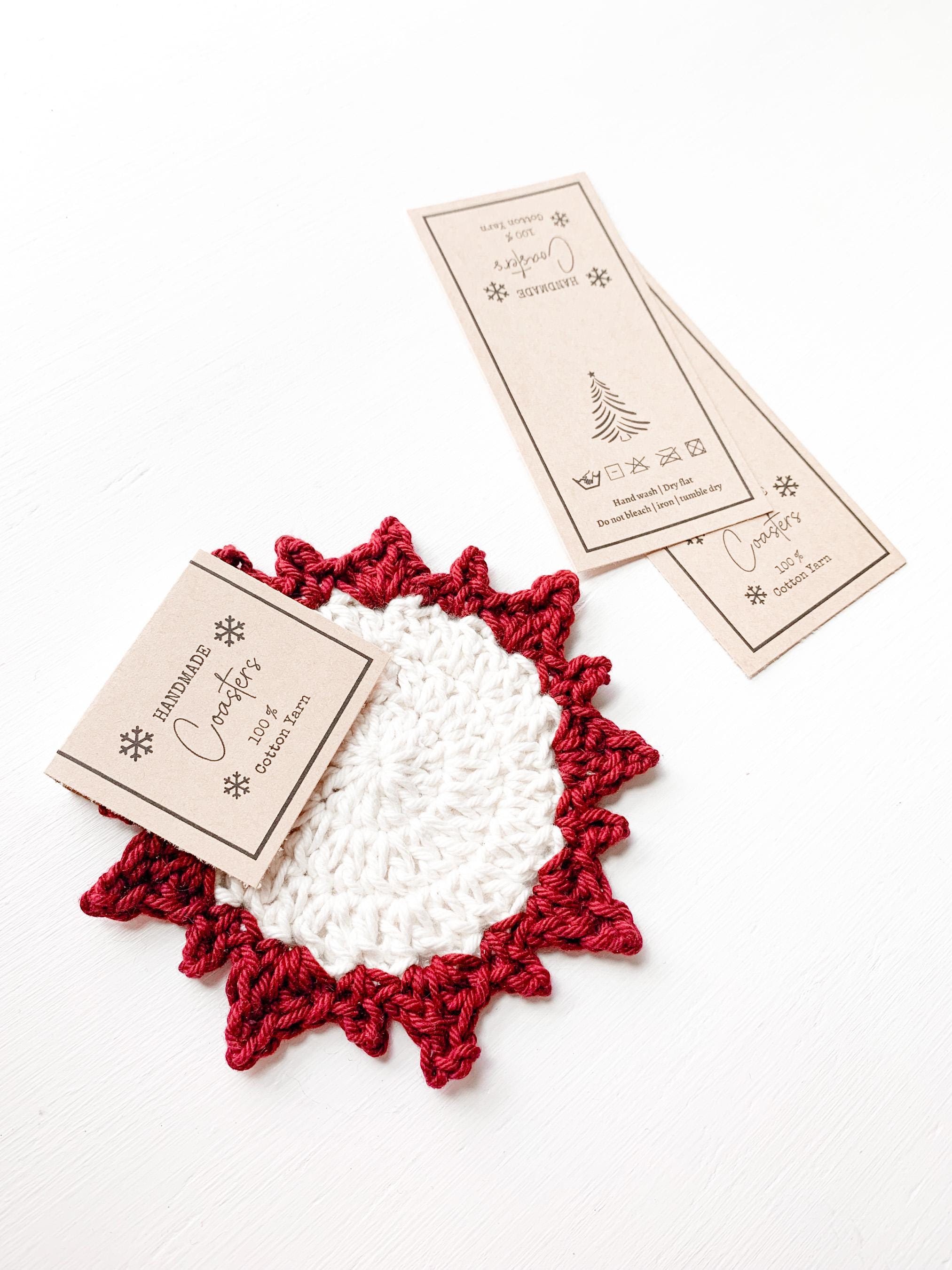 PRINTABLE Snowflake Coaster Labels, Christmas Crochet, Knit Coaster ...