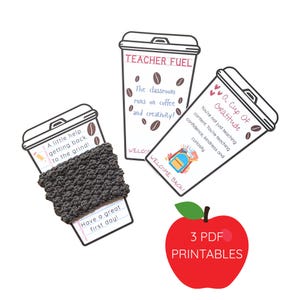 Carte de rentrée scolaire à imprimer, remerciements pour le professeur, présentoir sur la manche café confortable, emballage cadeau, porte-cartes cadeau, téléchargement numérique, tasse confortable