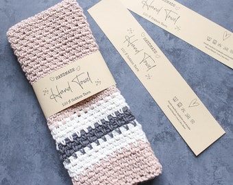PRINTABLE Hand Towel Wrap Labels | Crochet Tags | Knit Tags | Packaging For Handmade Towels | Tags For Handmade Towels | Wrap Style Tags