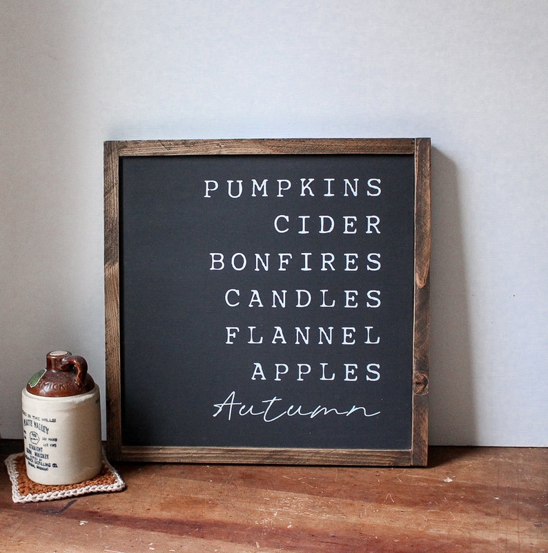 Fall Bucketlist Wood Sign, Autumn, Black Wood Sign, Moody Decor, Rustic ...