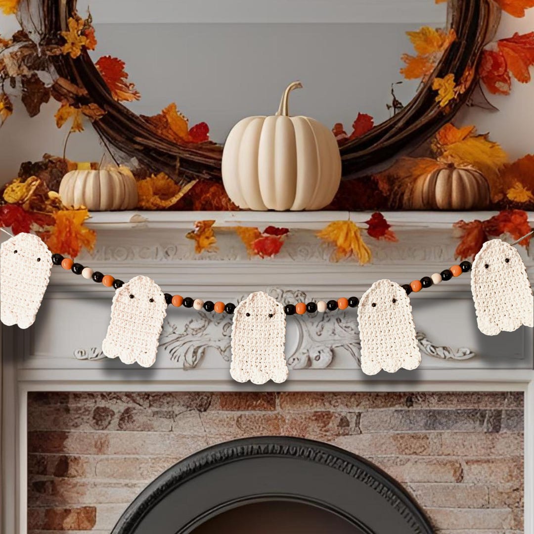CROCHET PATTERN, Halloween Ghost Garland, Crochet Ghost, No Sew, PDF