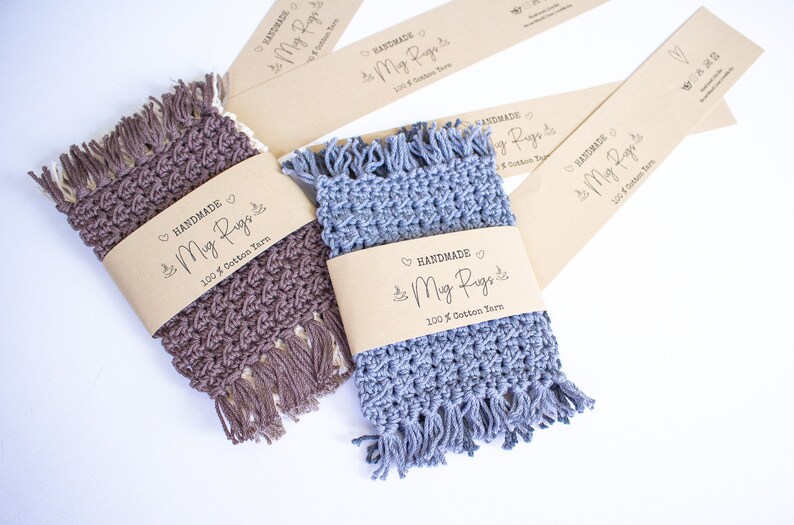PRINTABLE Mug Rug Wrap Labels Crochet Knit Product Tags Etsy