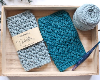 Crochet Pattern | Crochet Dishcloth Pattern | Crochet Bean Stitch | Crochet Dish Towel | Crochet Hanging Towel Pattern | PDF