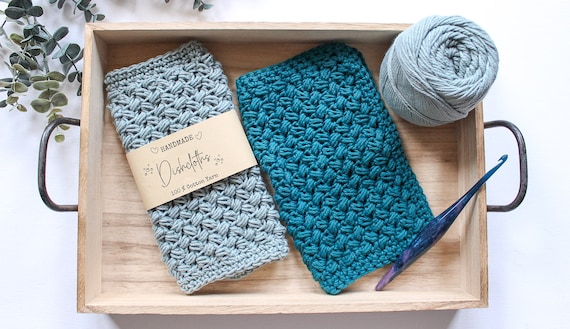 Crochet Pattern | Crochet Dishcloth Pattern | Crochet Bean Stitch | Crochet Dish Towel | Crochet Hanging Towel Pattern | PDF