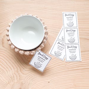 PRINTABLE Bowl Cozy Tags, Tags For Bowl Covers, Digital PDF, DIY Packaging, Soup Bowl Cozy, Crochet Packaging, Tags For Knit Bowl Cozy