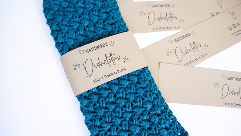 PRINTABLE Dishcloth Wrap Labels Crochet Knit Dishcloth Tags - Etsy