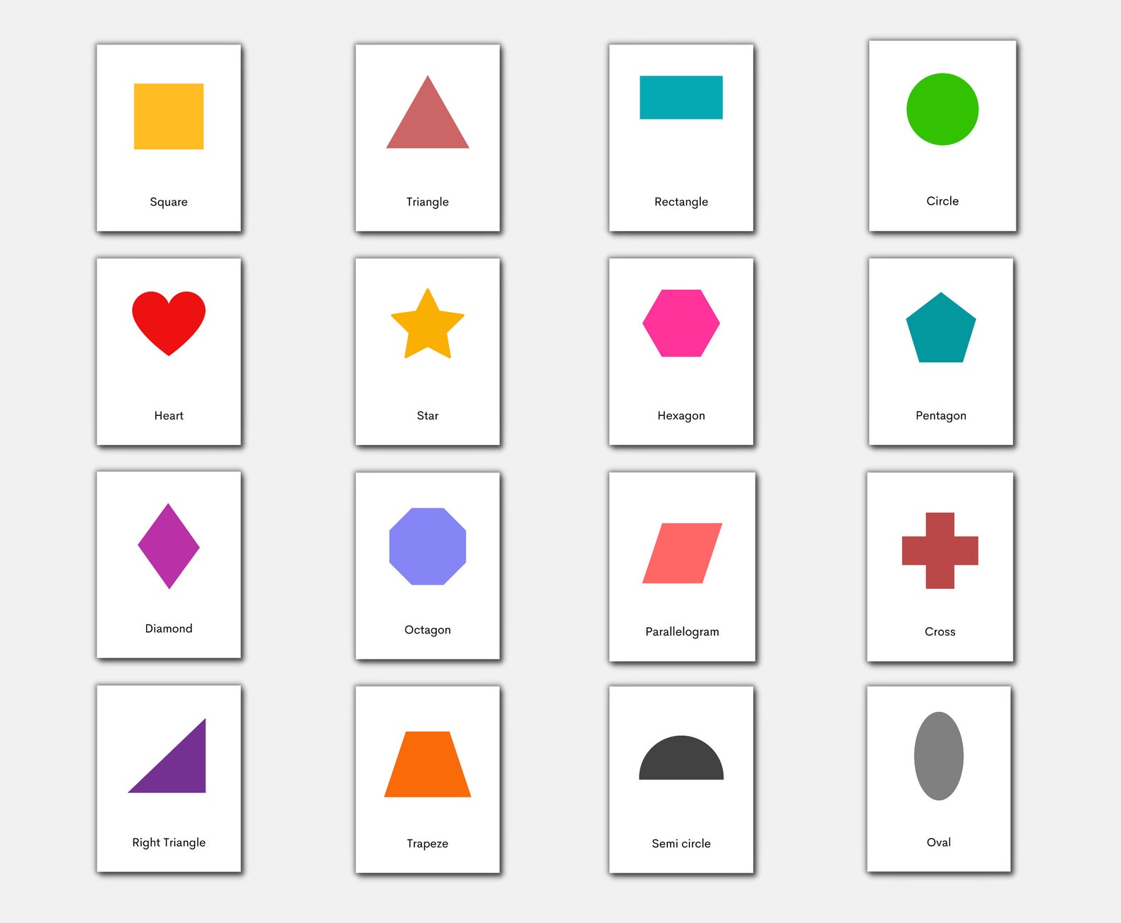 Printable Shapes Flash Cards for Montessoripreschool and - Etsy