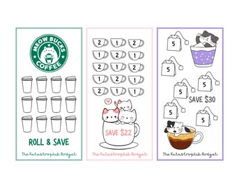 Cat Coffee Savings PRINTABLE | A6 Savings Challenges