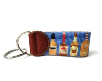Needlepoint Liquor Key Fob
