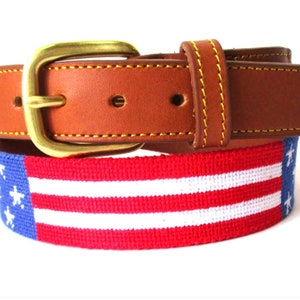 Needlepoint Stars & Stripes Belt