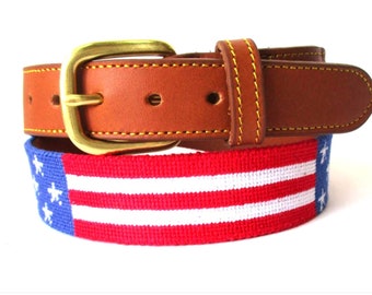 Needlepoint Stars & Stripes Belt