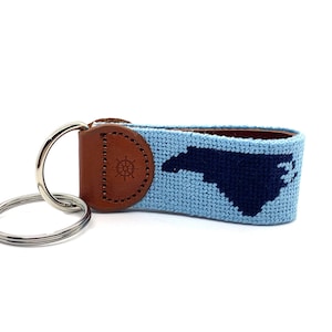 Needlepoint North Carolina Key Fob (Carolina Blue)
