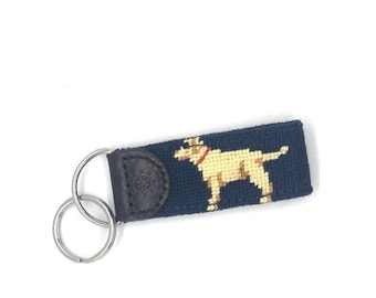 Needlepoint Yellow Lab Key Fob