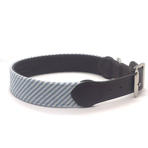 Needlepoint Blue Seersucker Dog Collar