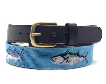 Needlepoint Saltwater Fish Belt