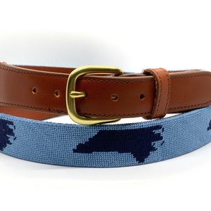 Light Blue North Carolina Needlepoint Belt