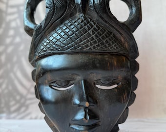 Heavy Vintage African Tribal Folk Art Hand Carved Wall